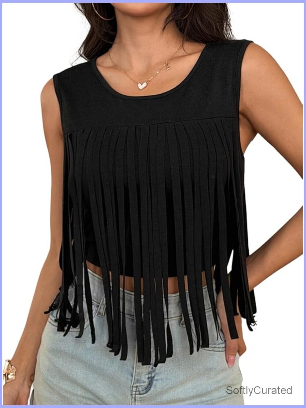 Fringe Crop Tank Top Summer Casual Western Cowgirl Sleeveless Tops